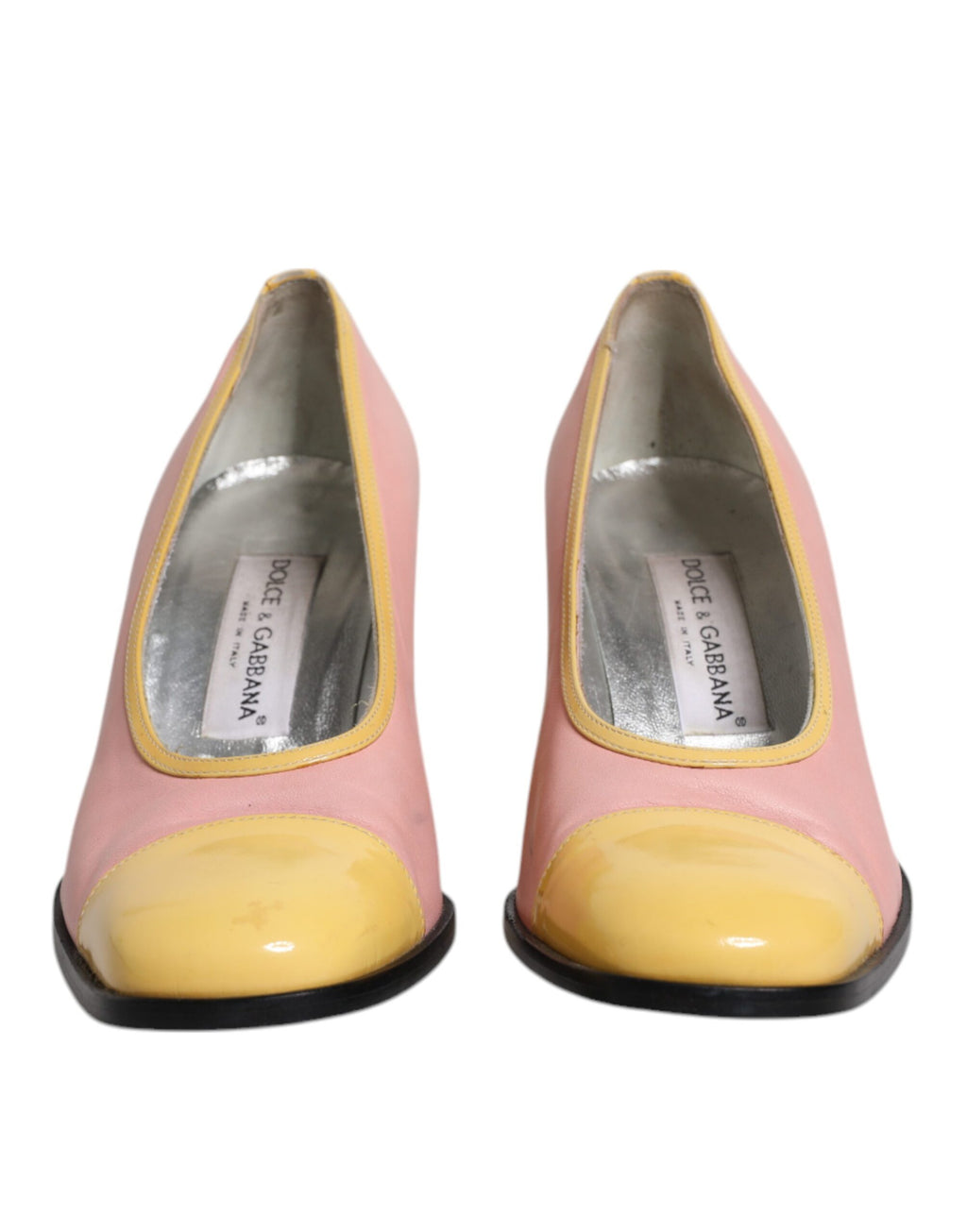Chaussures à talons bloc Dolce & Gabbana en cuir rose et jaune