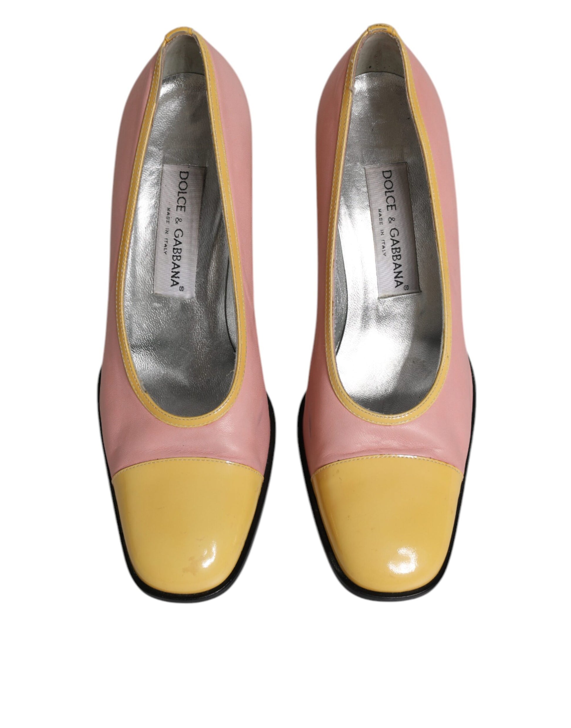 Chaussures à talons bloc Dolce & Gabbana en cuir rose et jaune