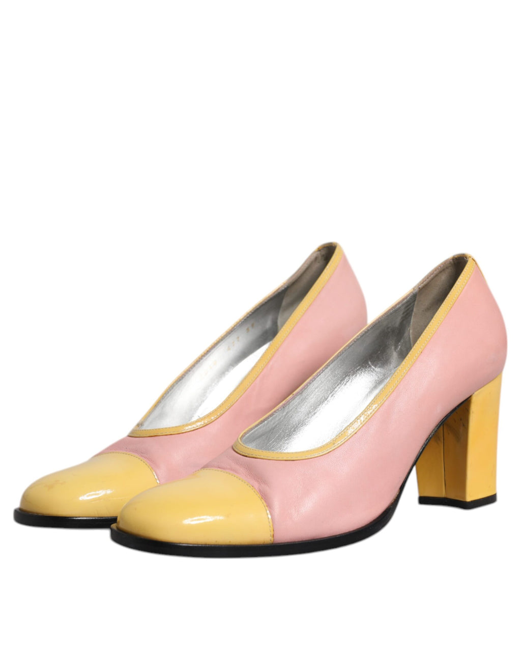 Chaussures à talons bloc Dolce & Gabbana en cuir rose et jaune