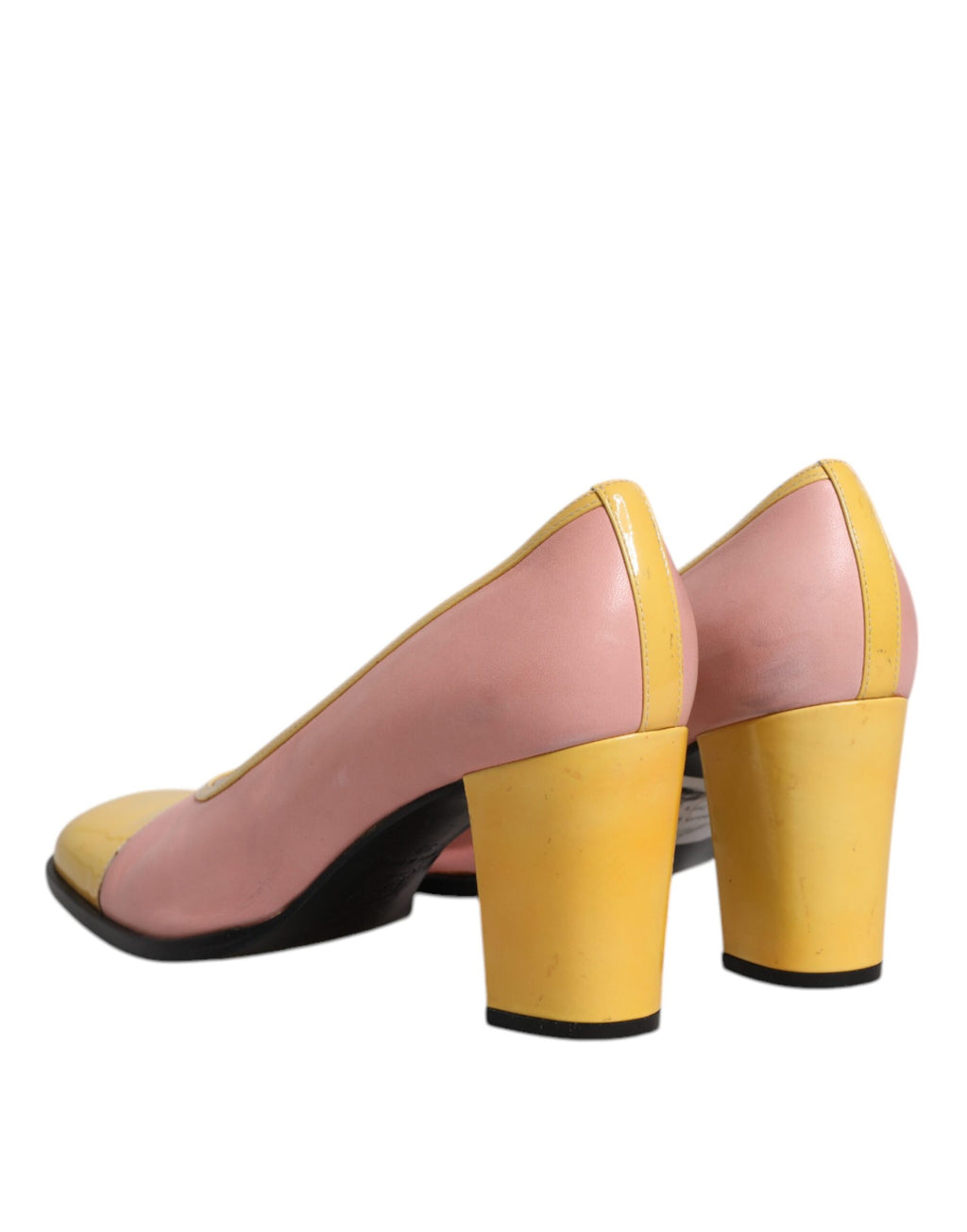 Chaussures à talons bloc Dolce & Gabbana en cuir rose et jaune