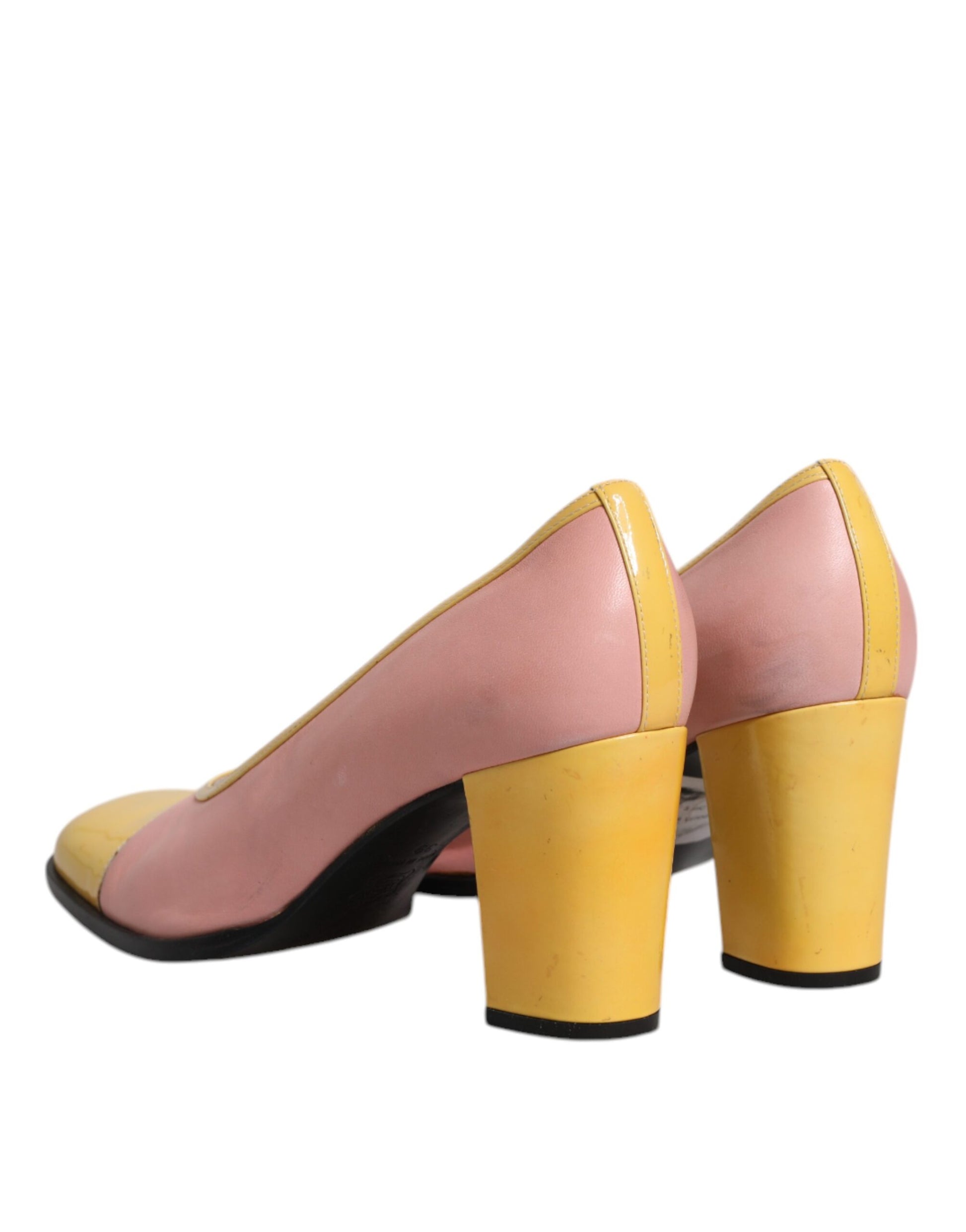Chaussures à talons bloc Dolce & Gabbana en cuir rose et jaune