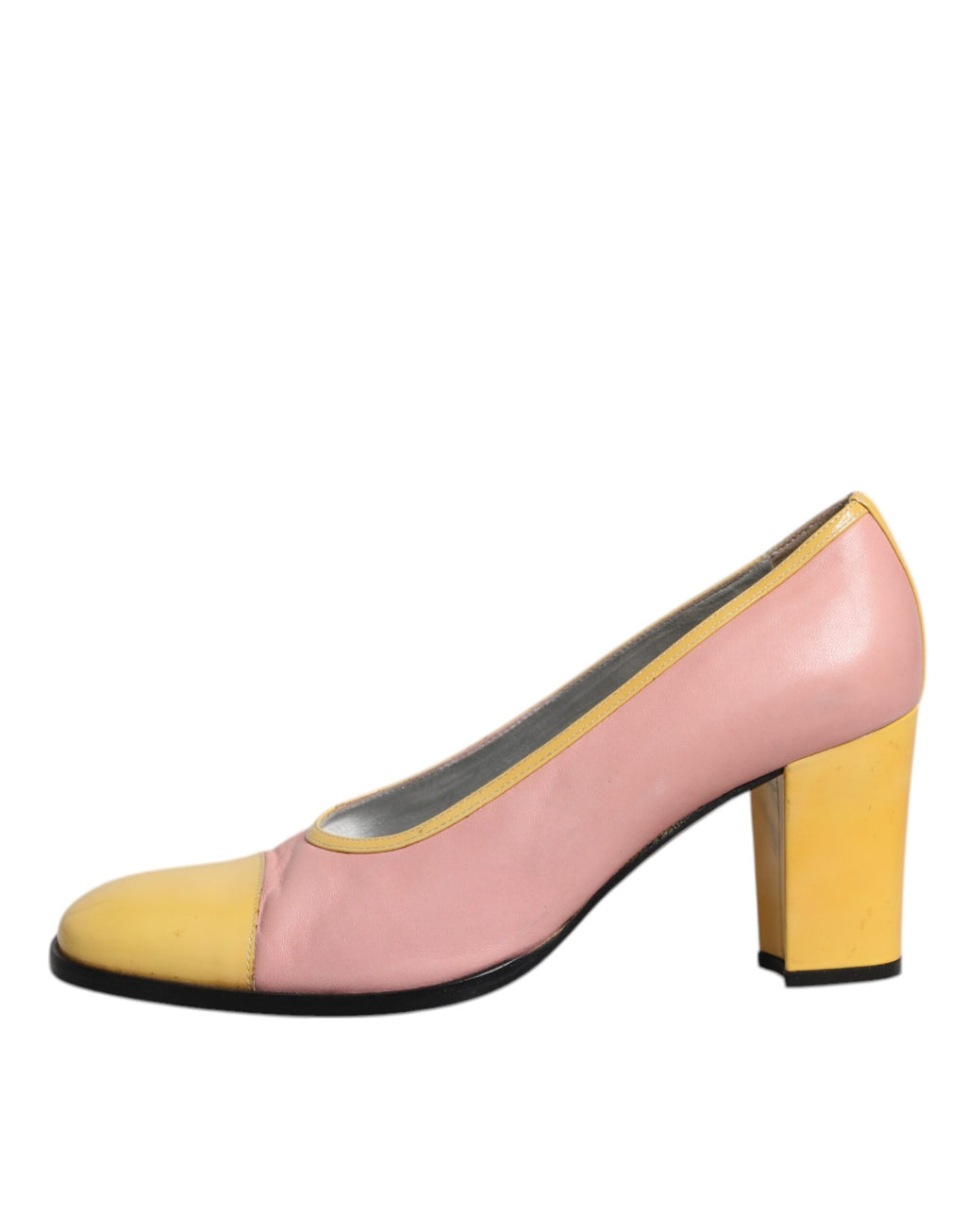 Chaussures à talons bloc Dolce & Gabbana en cuir rose et jaune