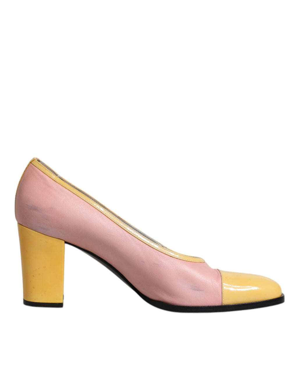 Chaussures à talons bloc Dolce & Gabbana en cuir rose et jaune