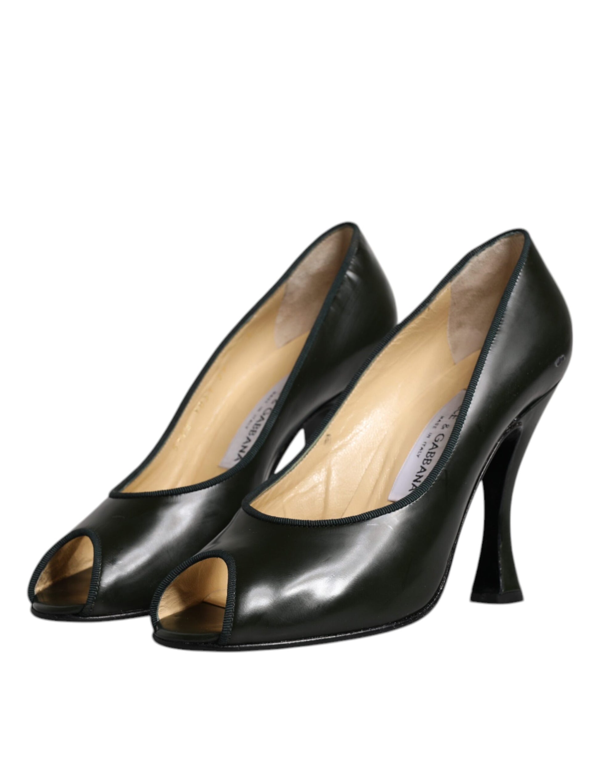 Chaussures à talons Dolce & Gabbana en cuir vert à bout ouvert