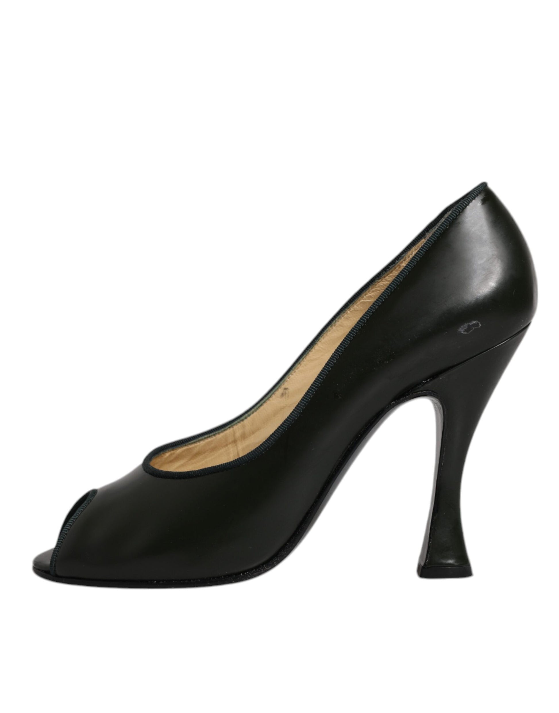 Chaussures à talons Dolce & Gabbana en cuir vert à bout ouvert