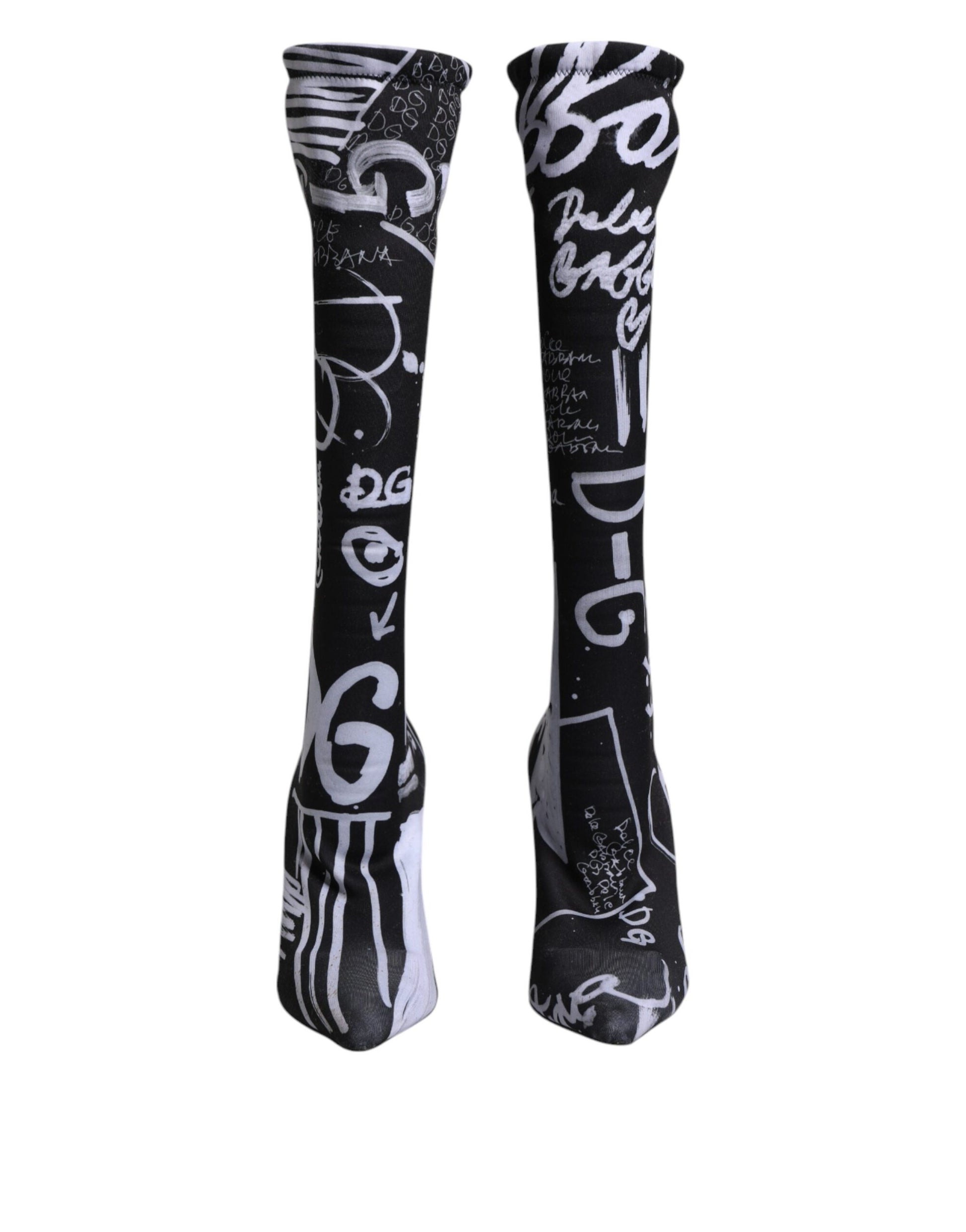 Dolce & Gabbana Cuissardes à talons extensibles noirs avec logo