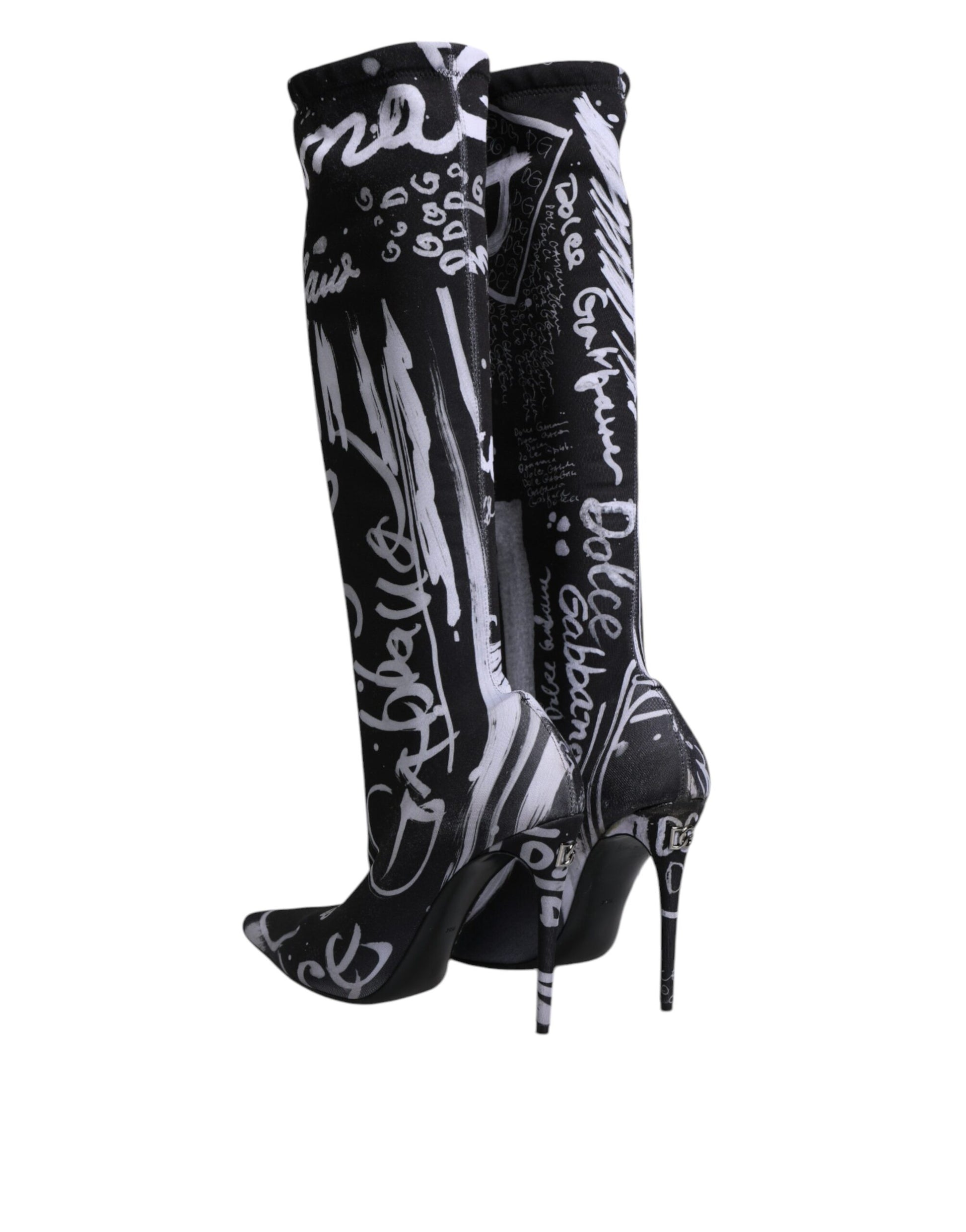 Dolce & Gabbana Cuissardes à talons extensibles noirs avec logo