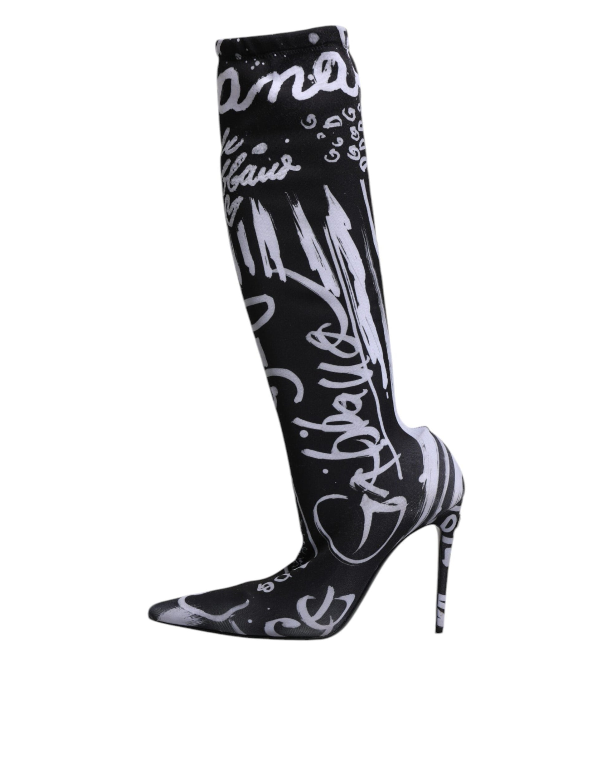 Dolce & Gabbana Cuissardes à talons extensibles noirs avec logo