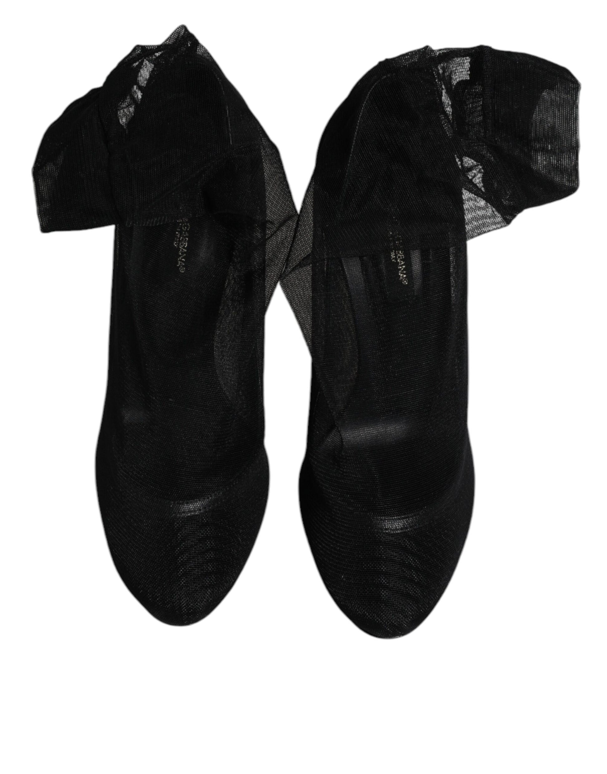 Chaussures montantes en maille de nylon noir Dolce & Gabbana style chaussette
