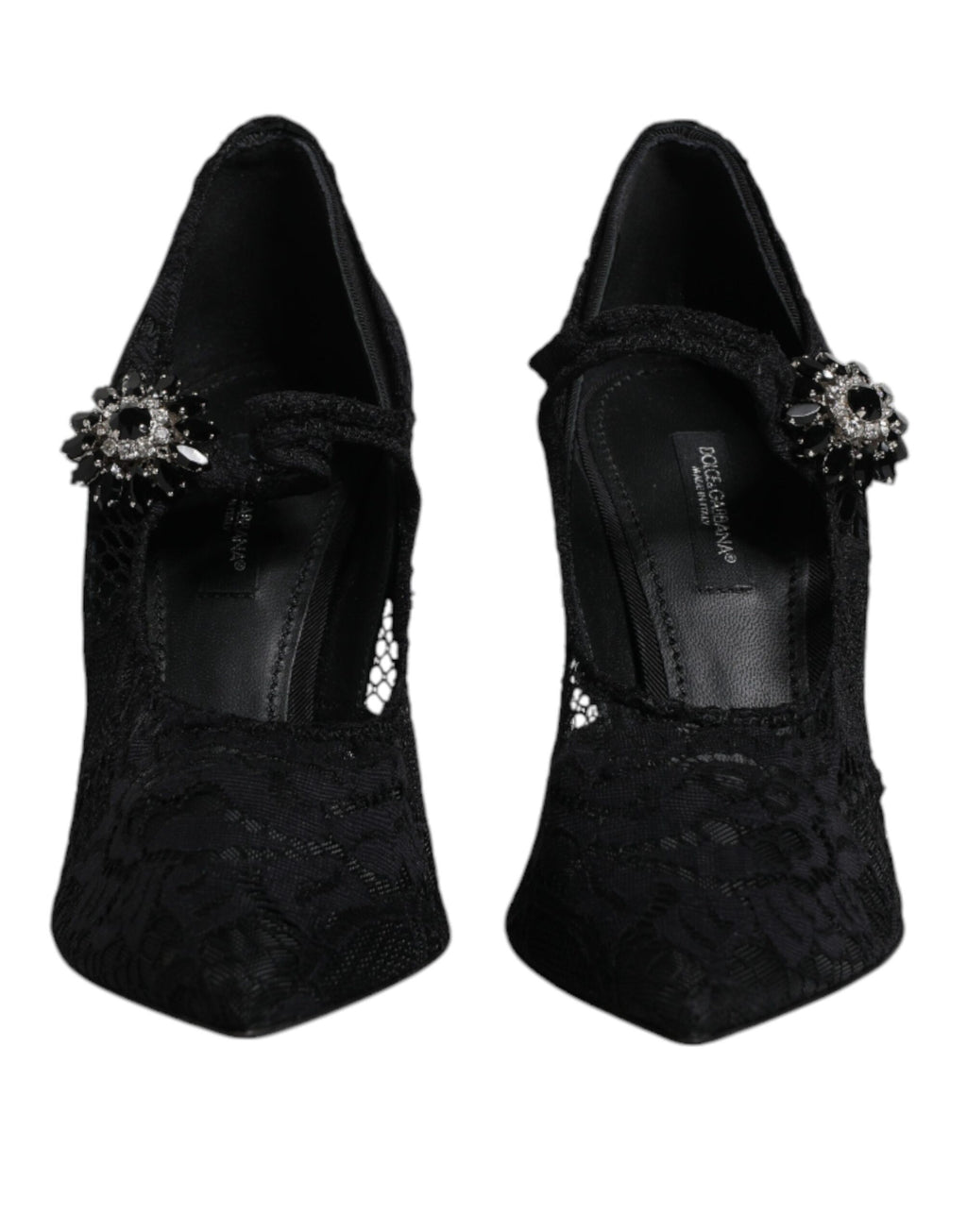 Chaussures escarpins babies Dolce & Gabbana en dentelle noire et cristaux