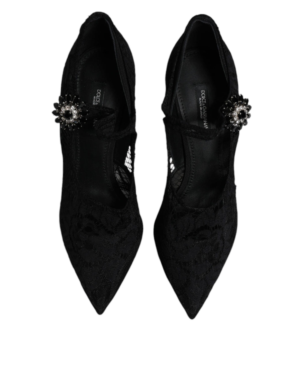 Chaussures escarpins babies Dolce & Gabbana en dentelle noire et cristaux