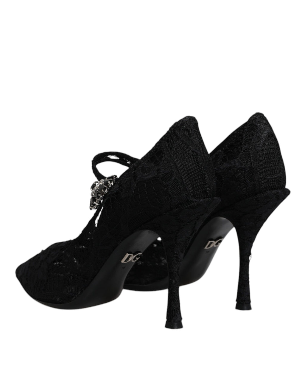 Chaussures escarpins babies Dolce & Gabbana en dentelle noire et cristaux