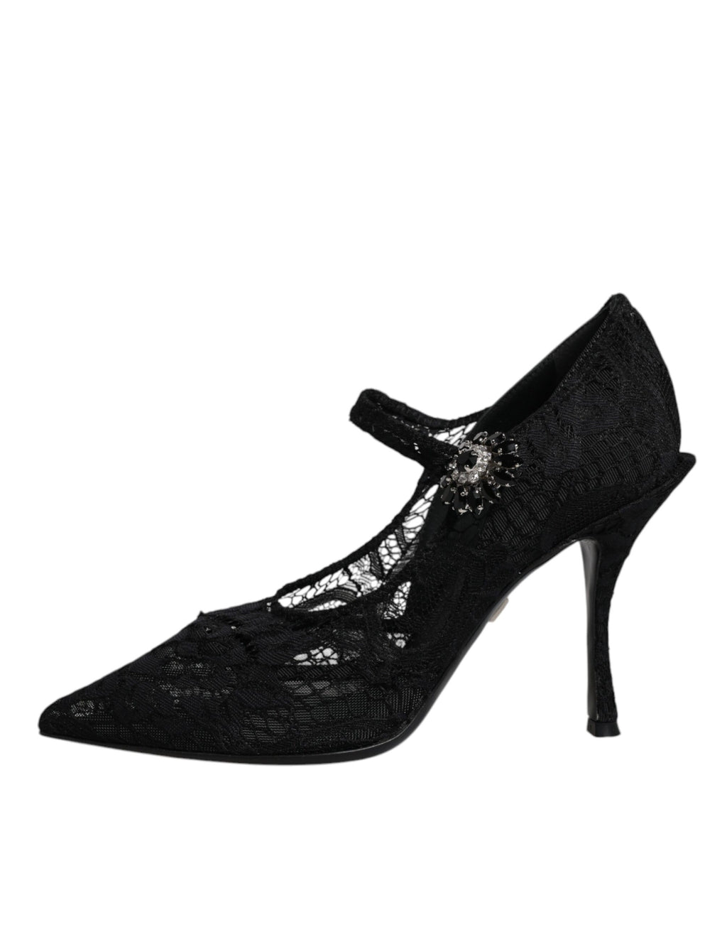 Chaussures escarpins babies Dolce & Gabbana en dentelle noire et cristaux