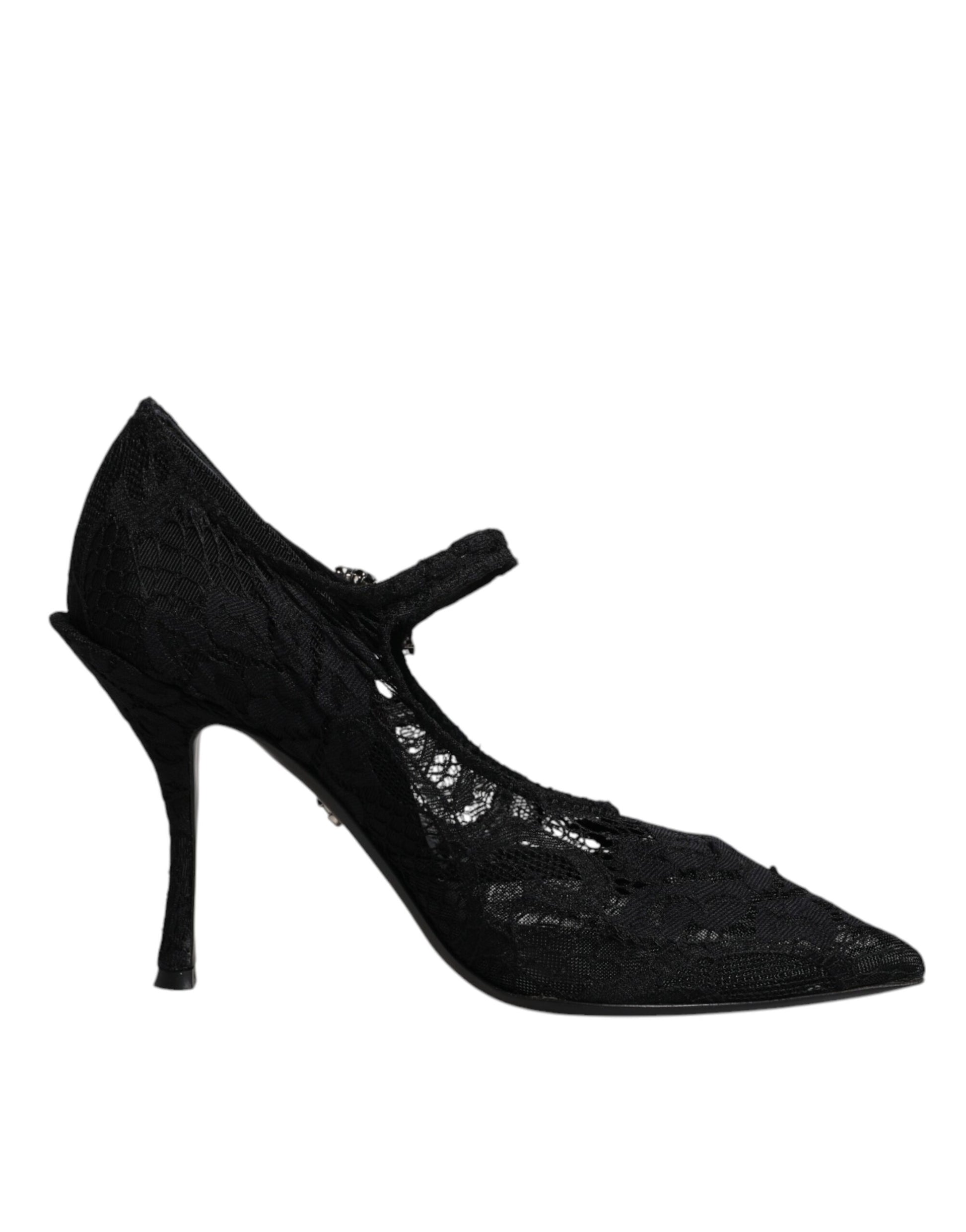 Chaussures escarpins babies Dolce & Gabbana en dentelle noire et cristaux