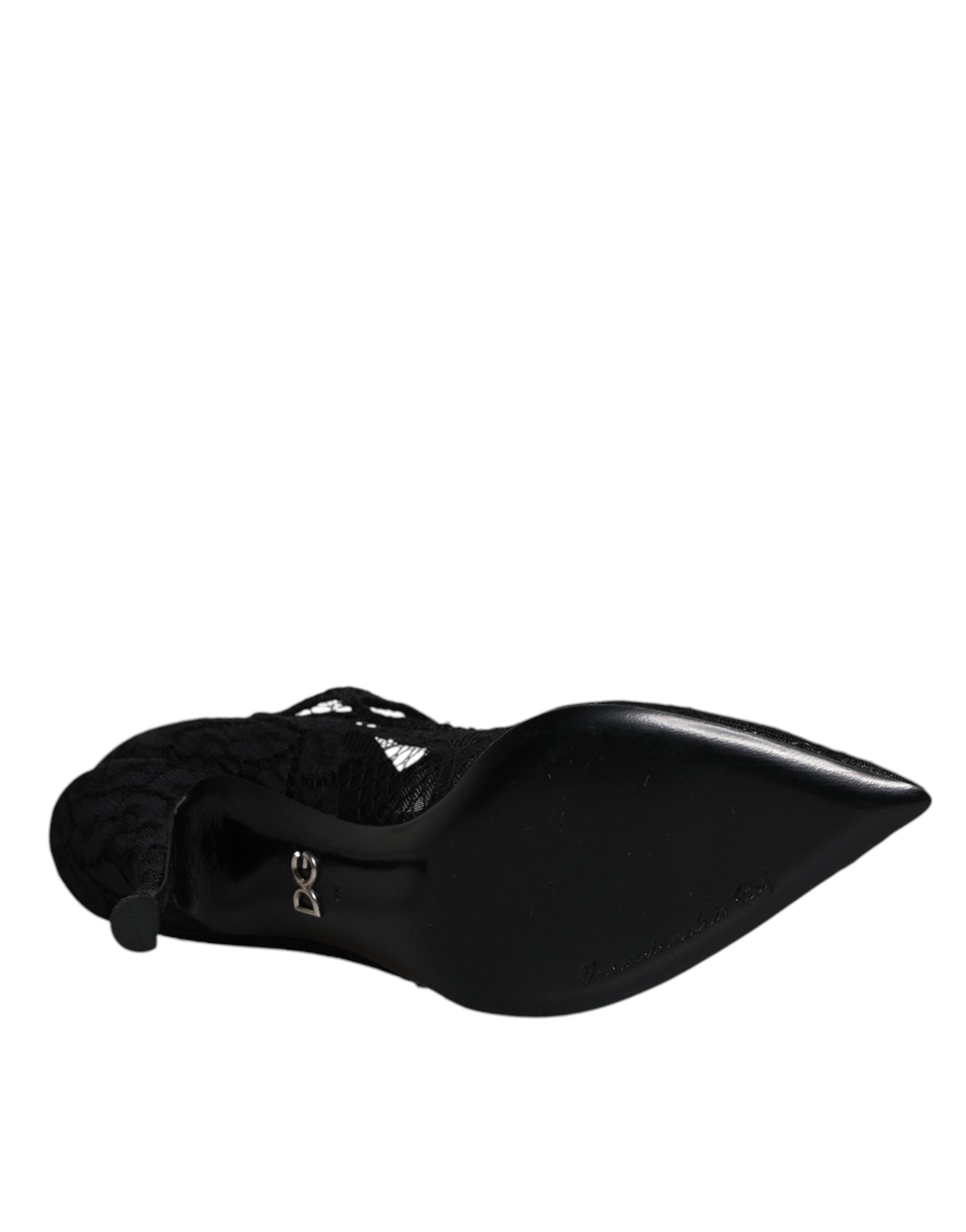 Chaussures escarpins babies Dolce & Gabbana en dentelle noire et cristaux