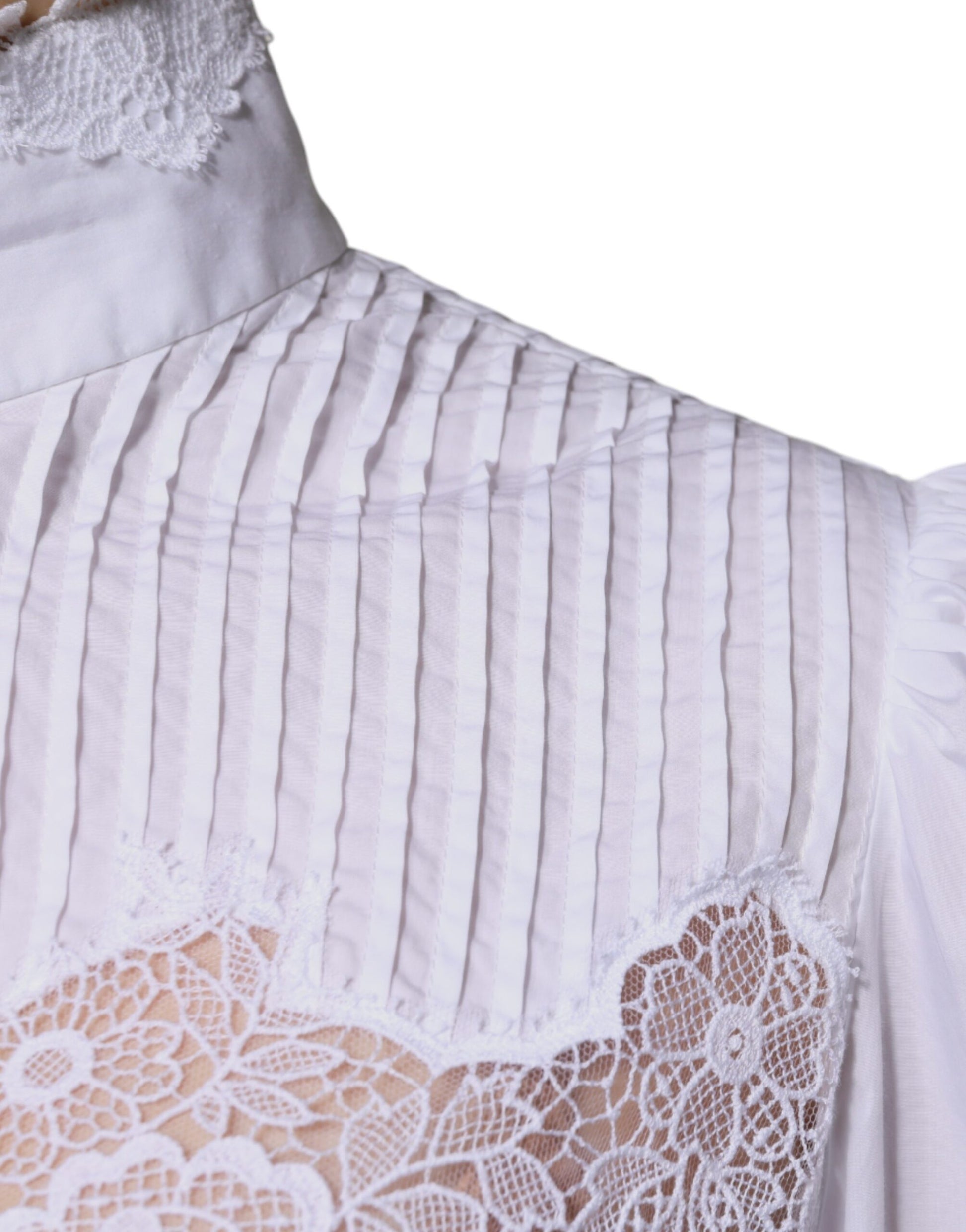 Chemisier col roulé Dolce & Gabbana en coton blanc avec dentelle