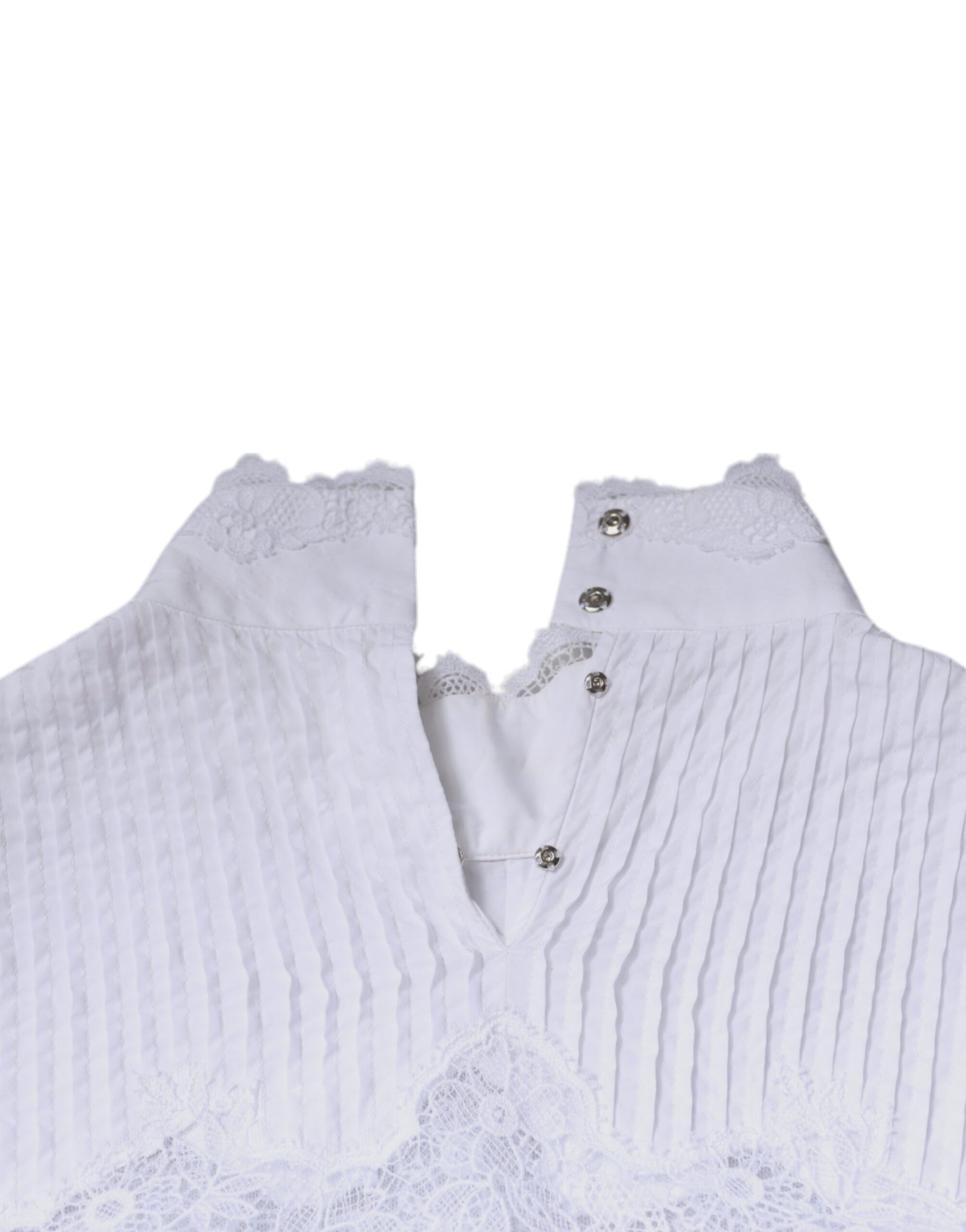 Chemisier col roulé Dolce & Gabbana en coton blanc avec dentelle
