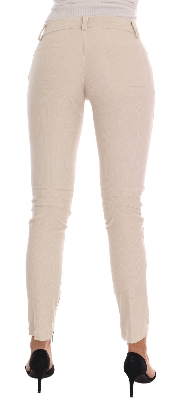 Ermanno Scervino Pantalon Slim Beige en Velours Côtelé