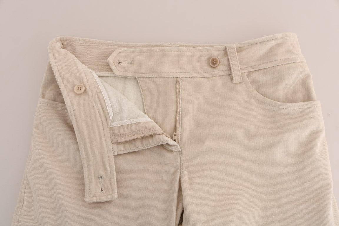 Ermanno Scervino Pantalon Slim Beige en Velours Côtelé