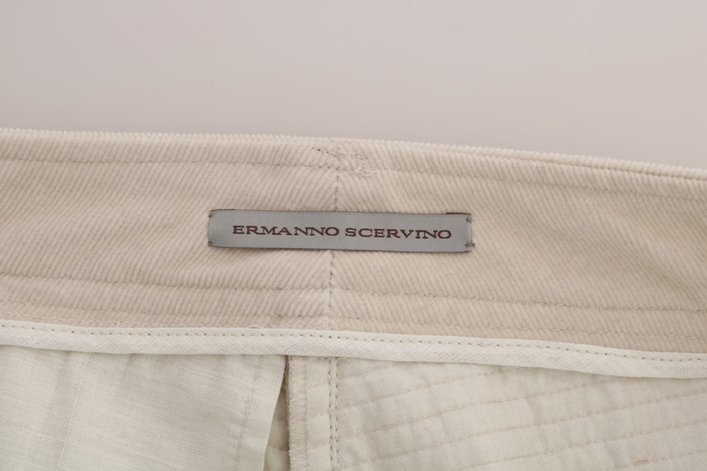 Ermanno Scervino Pantalon Slim Beige en Velours Côtelé