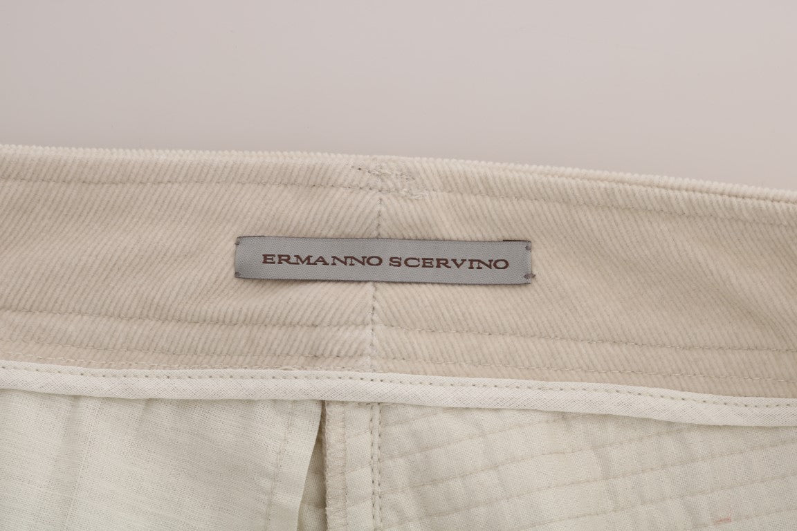 Ermanno Scervino Pantalon Slim Beige en Velours Côtelé