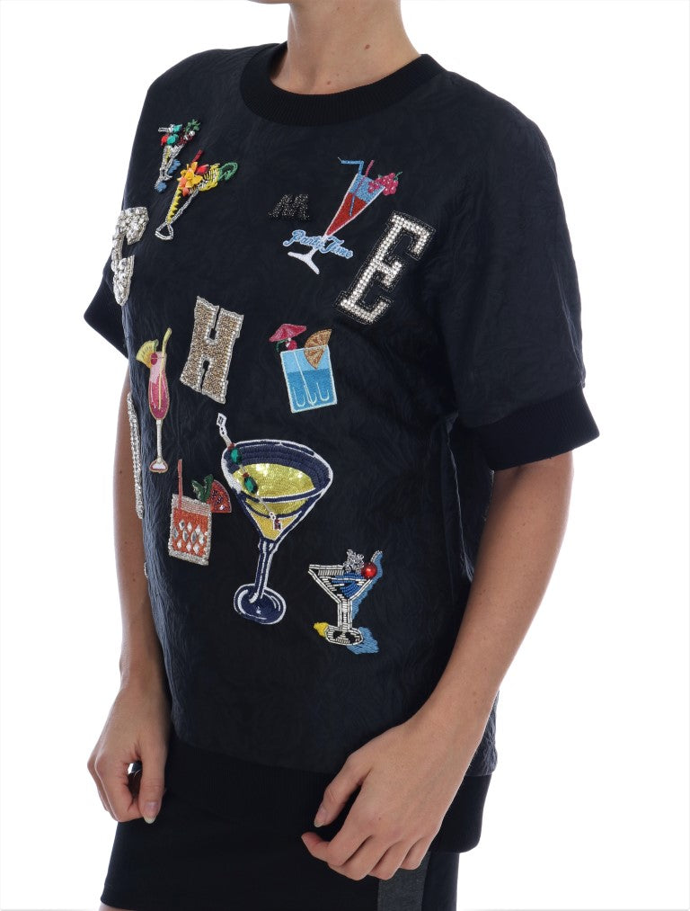 Pull Dolce & Gabbana en brocart noir et cristaux