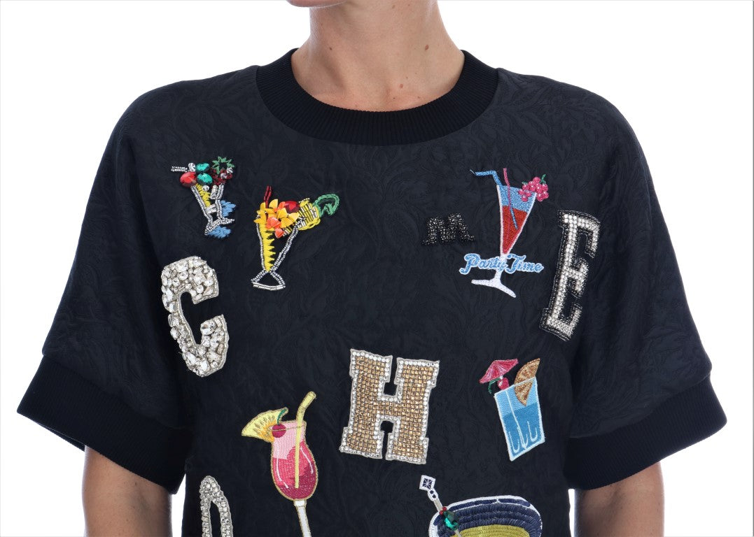 Pull Dolce & Gabbana en brocart noir et cristaux
