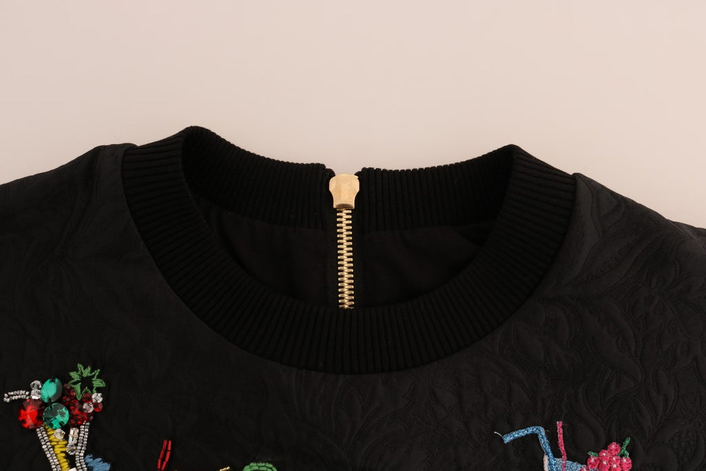 Pull Dolce & Gabbana en brocart noir et cristaux