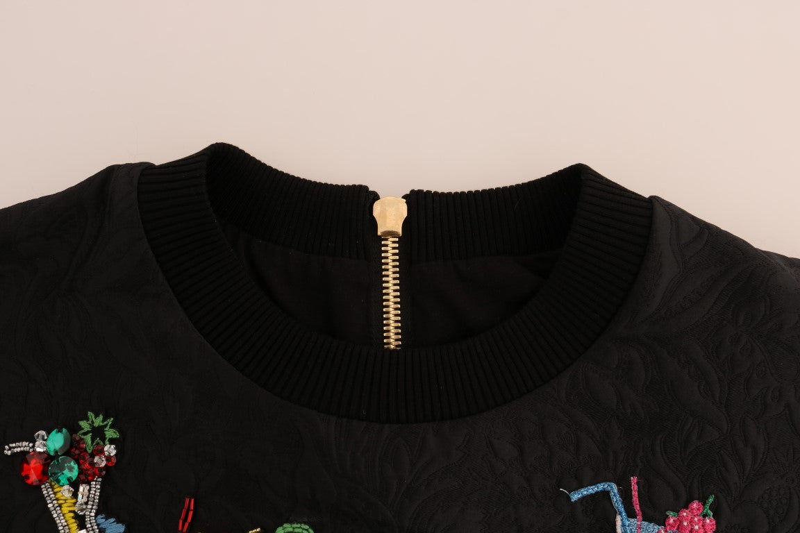 Pull Dolce & Gabbana en brocart noir et cristaux