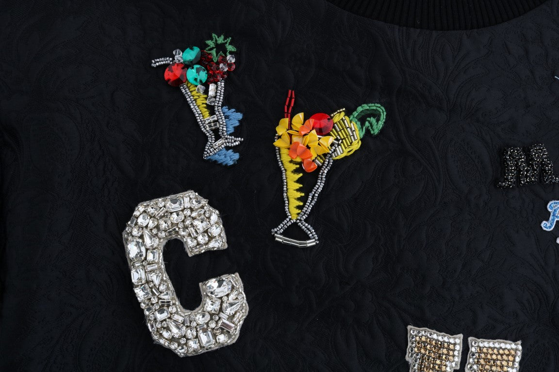 Pull Dolce & Gabbana en brocart noir et cristaux