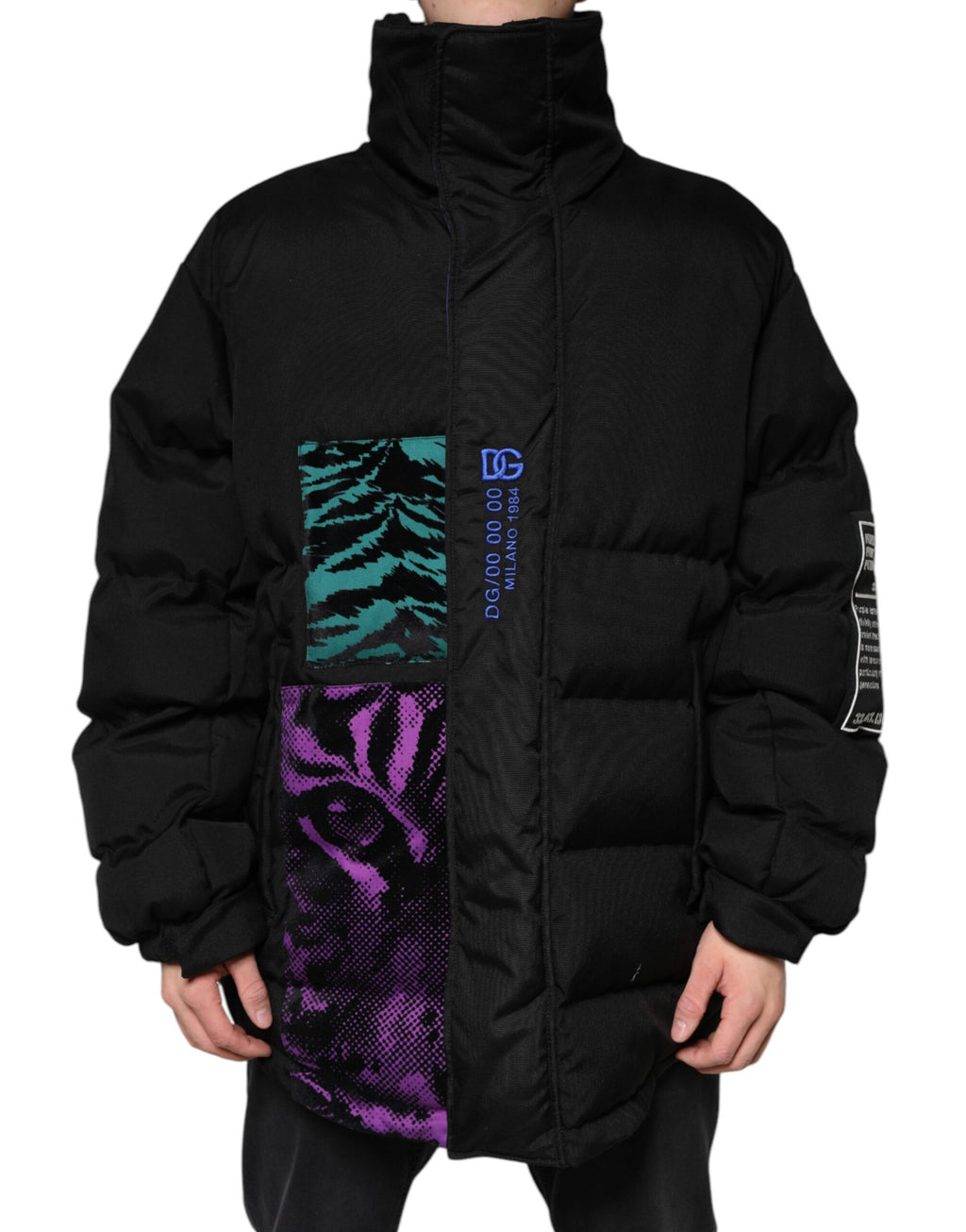 Veste matelassée zippée noire pour homme Dolce & Gabbana en nylon