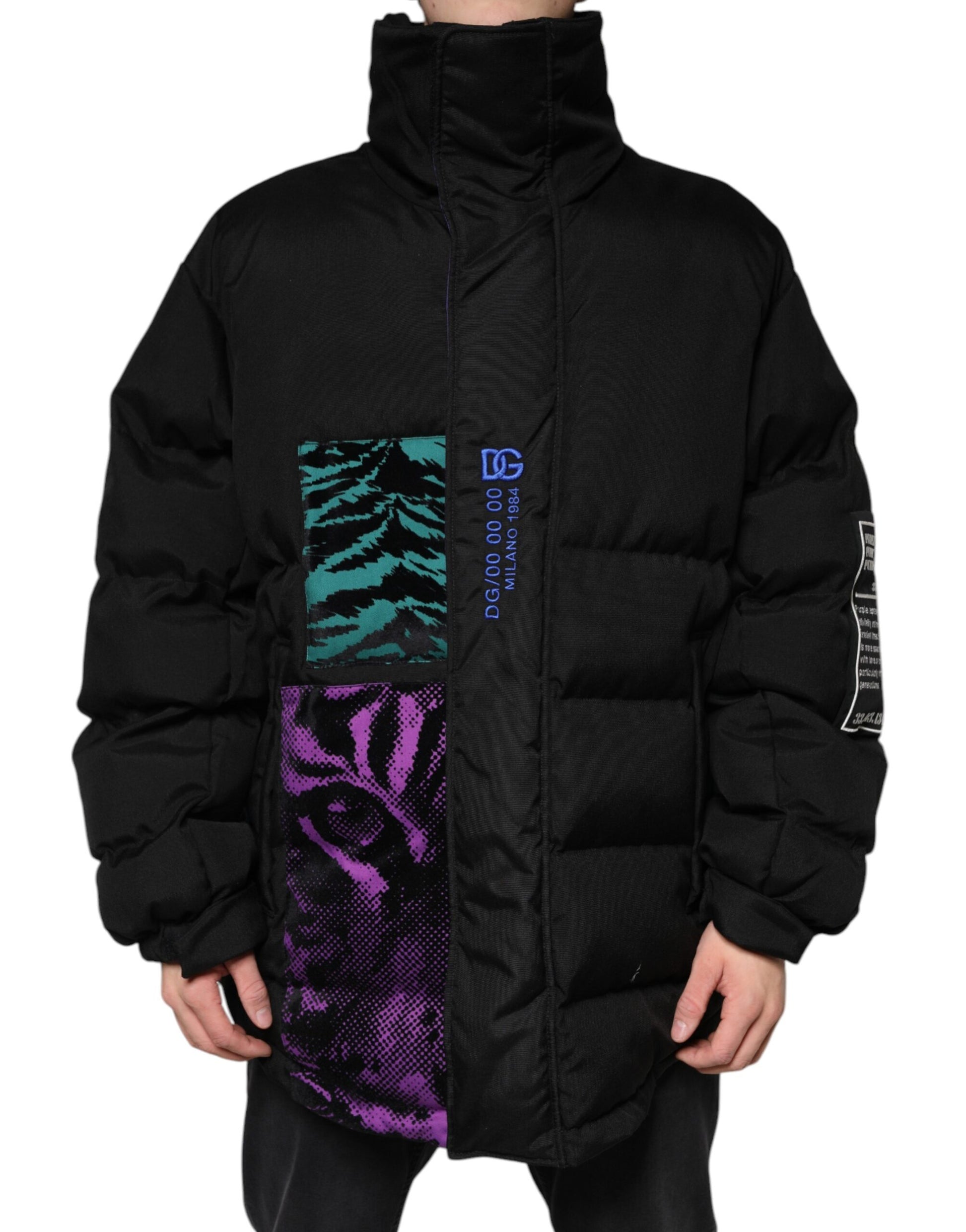 Veste matelassée zippée noire pour homme Dolce & Gabbana en nylon