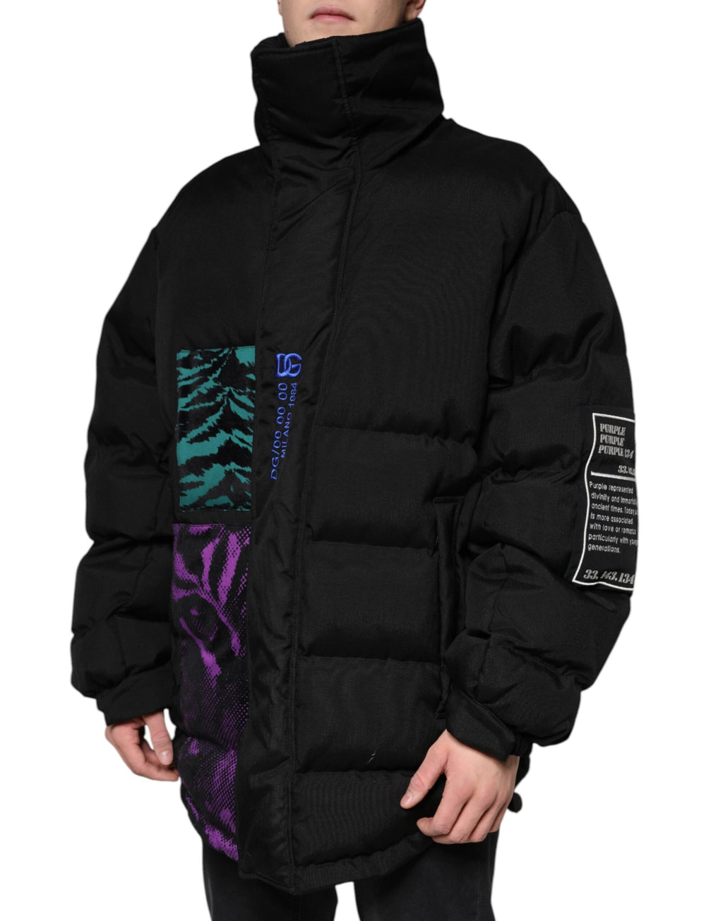 Veste matelassée zippée noire pour homme Dolce & Gabbana en nylon