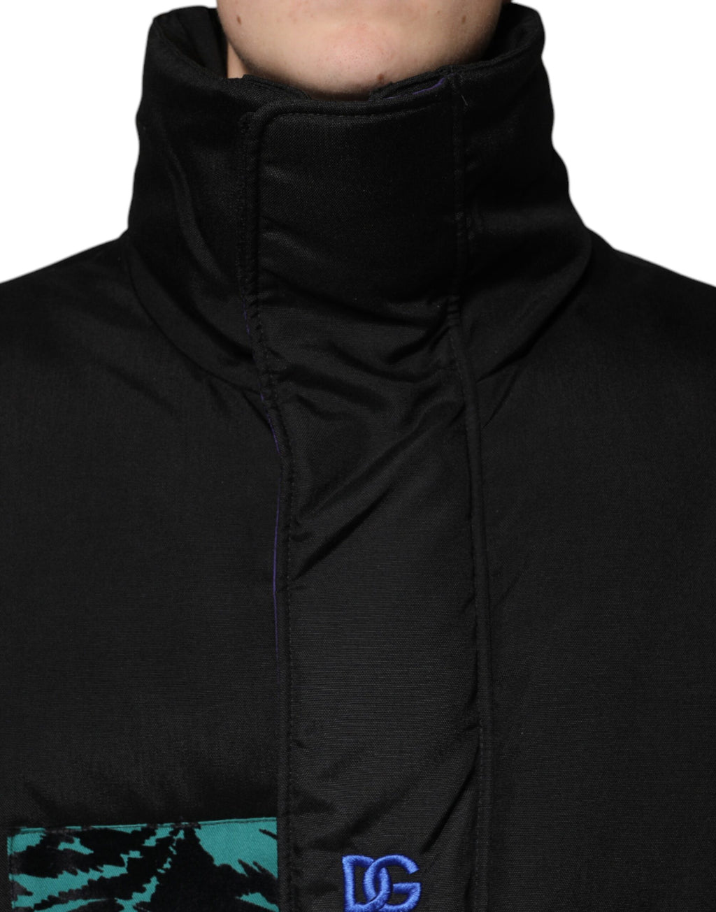 Veste matelassée zippée noire pour homme Dolce & Gabbana en nylon