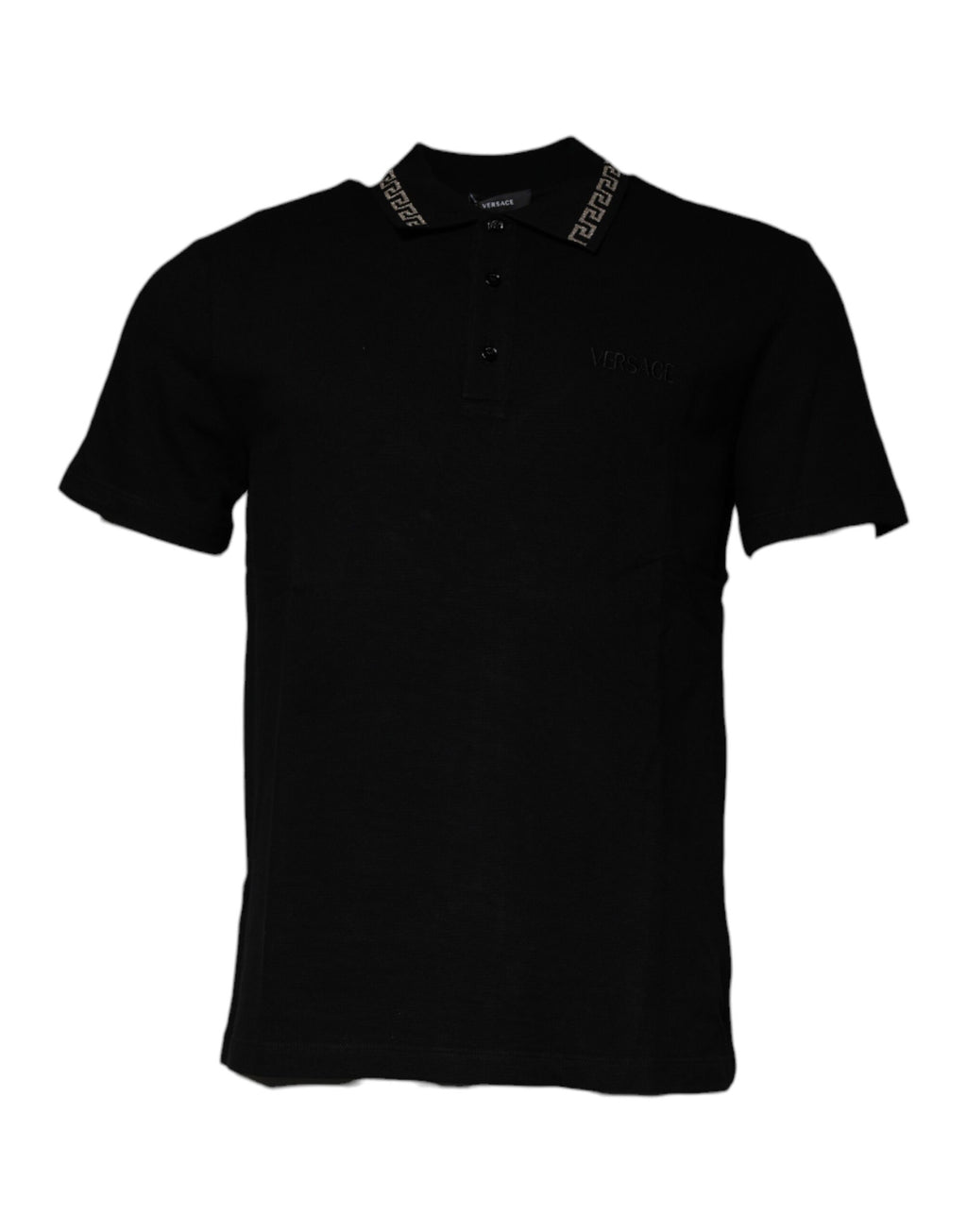 T-shirt polo Versace noir en viscose à col et manches courtes