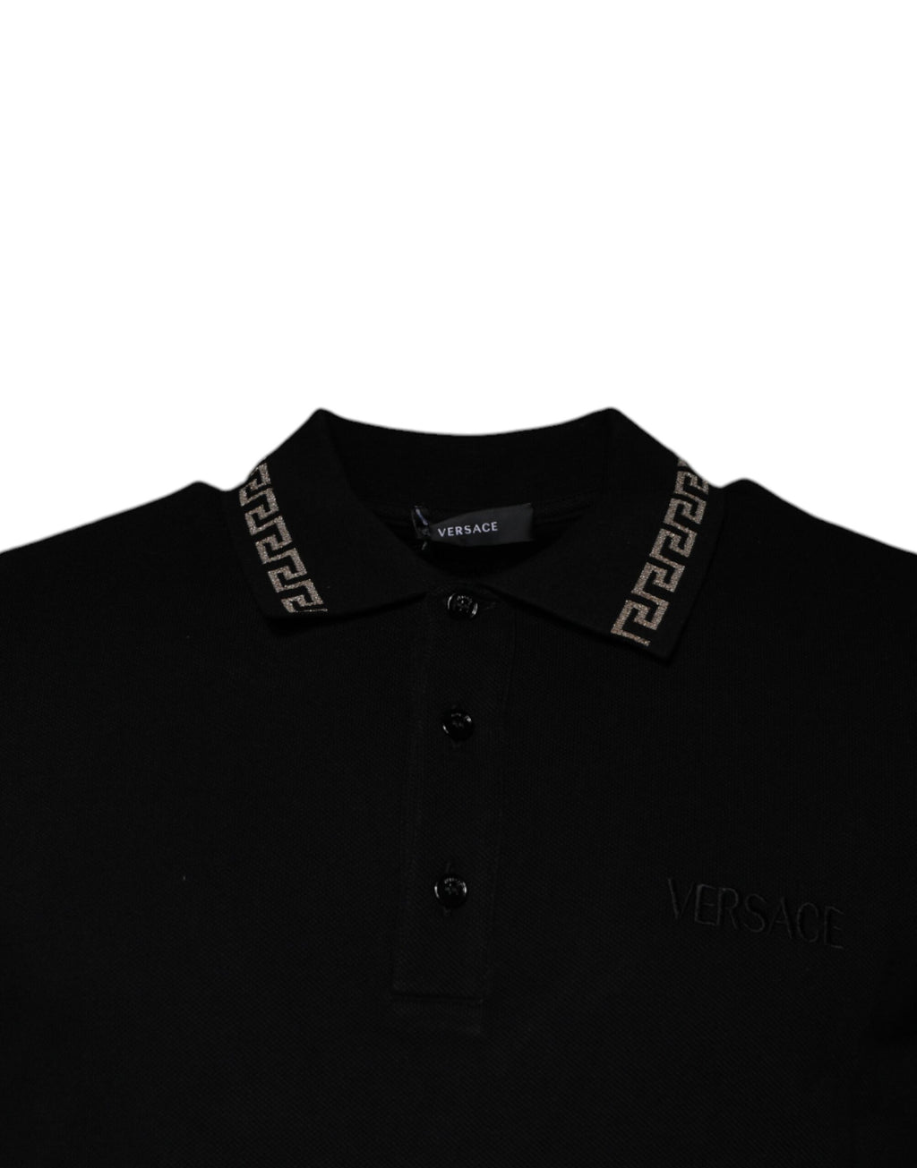 T-shirt polo Versace noir en viscose à col et manches courtes