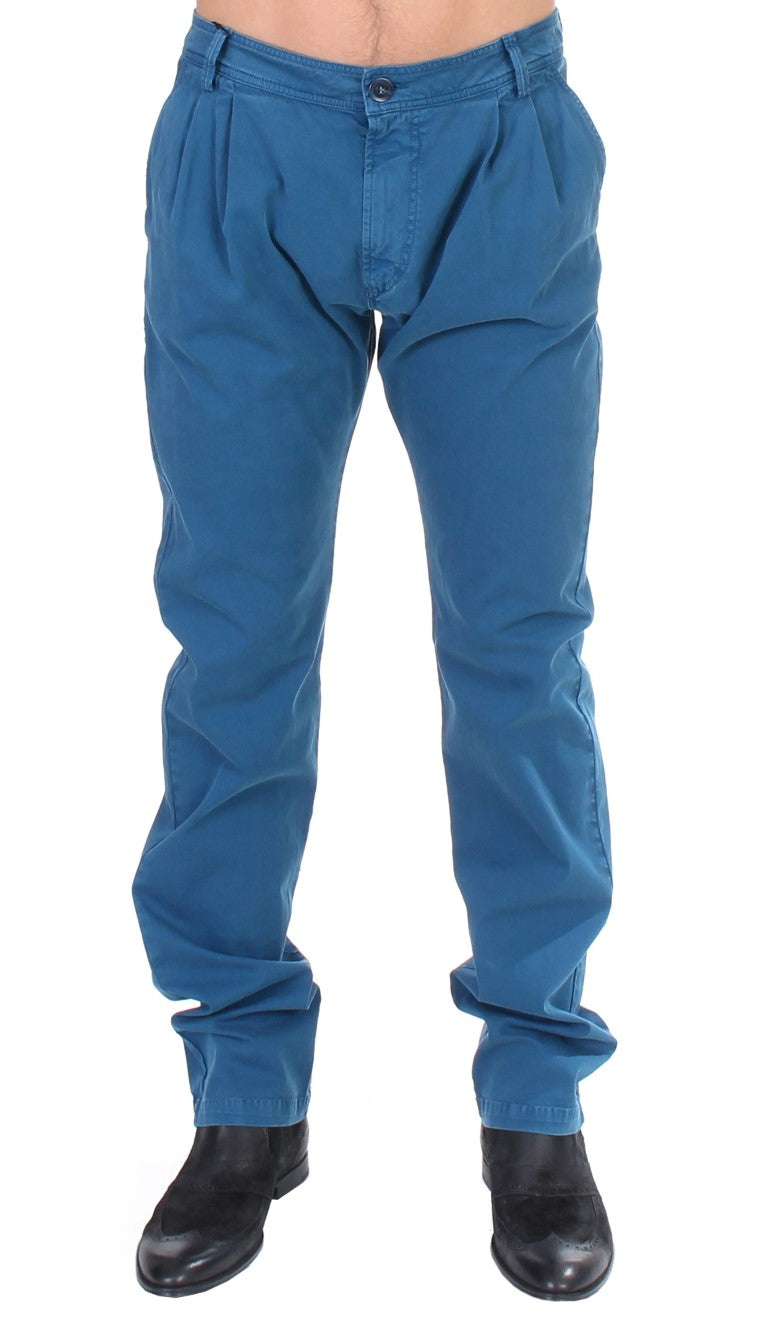 Chino coupe droite en coton bleu GF Ferre