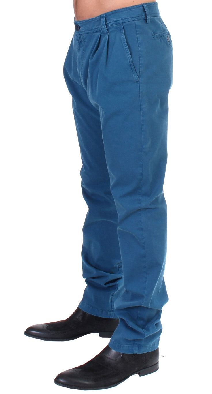 Chino coupe droite en coton bleu GF Ferre