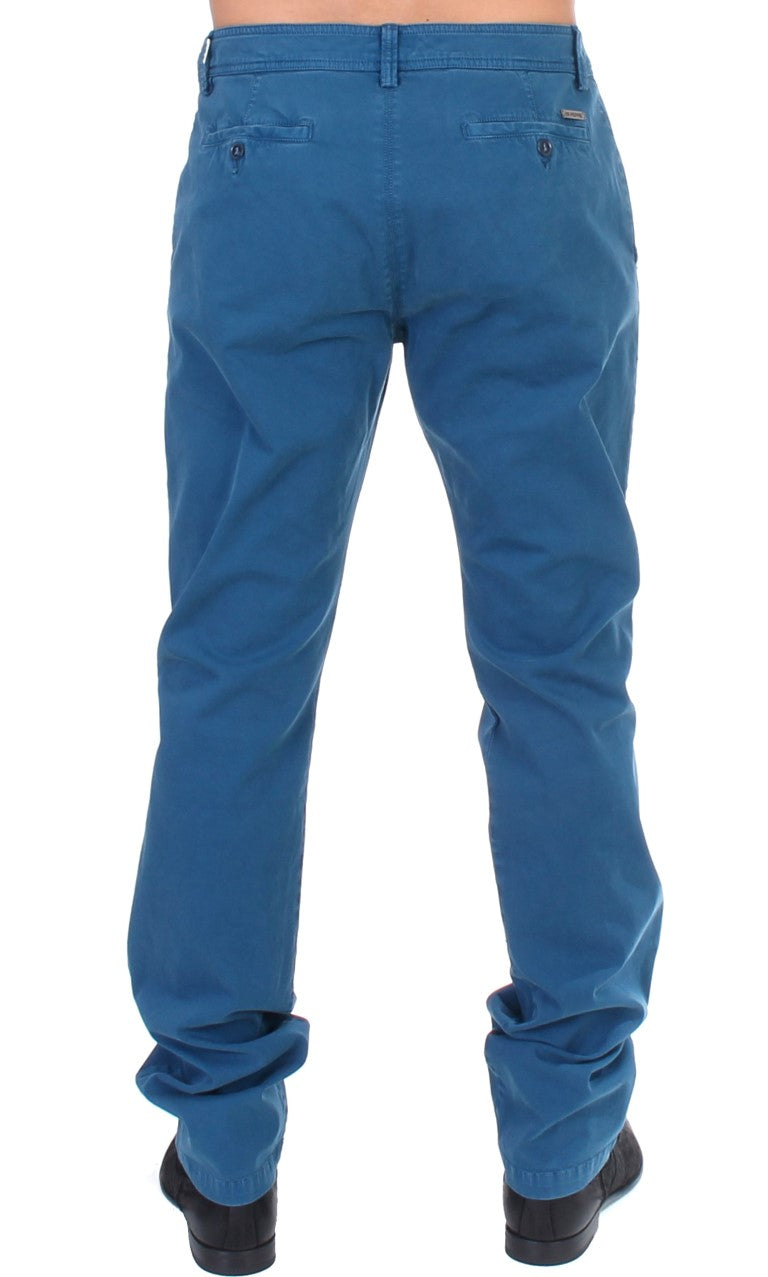 Chino coupe droite en coton bleu GF Ferre