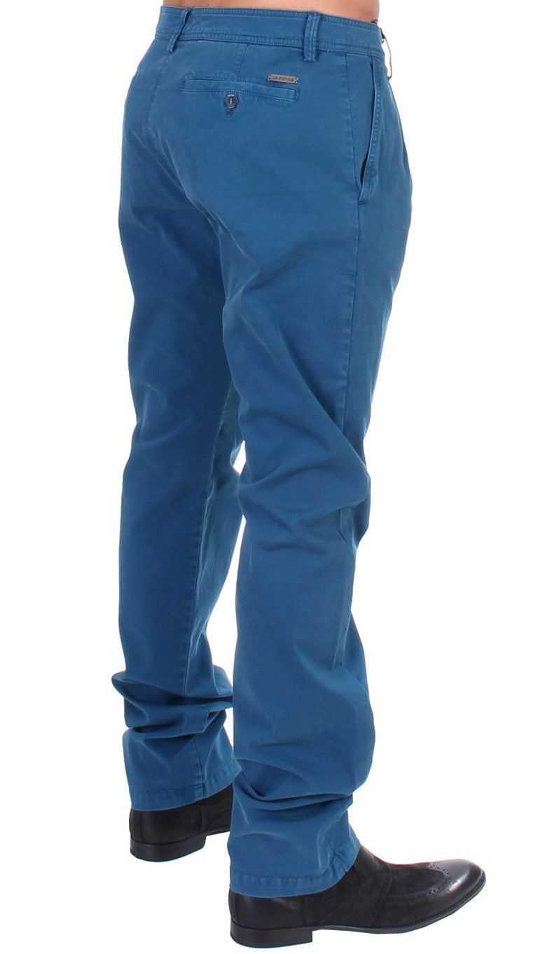 Chino coupe droite en coton bleu GF Ferre