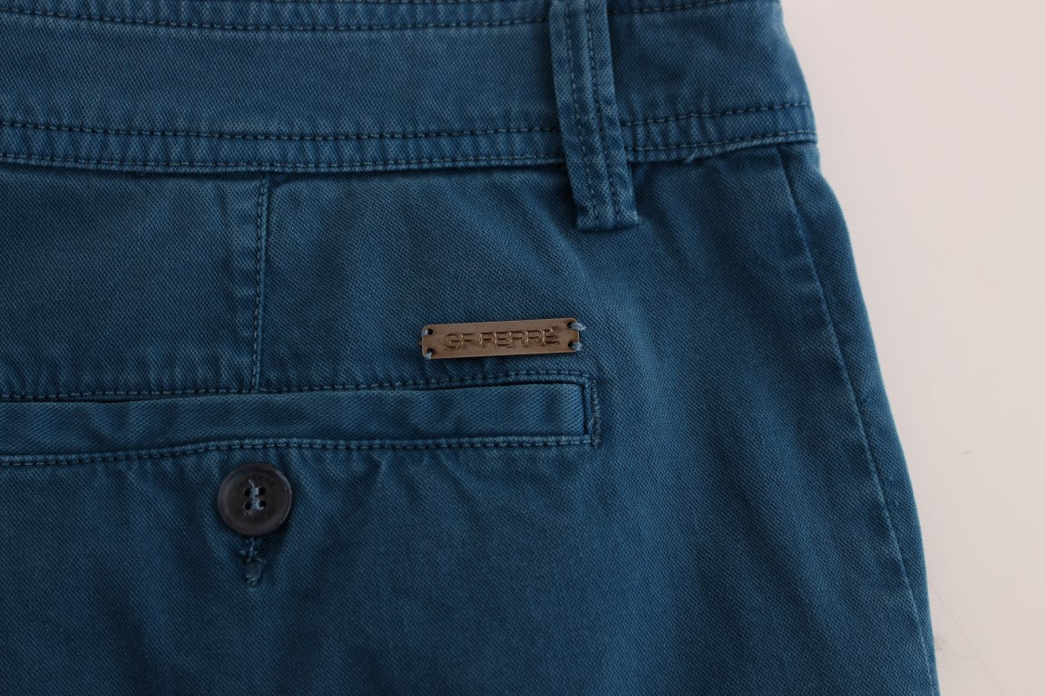 Chino coupe droite en coton bleu GF Ferre