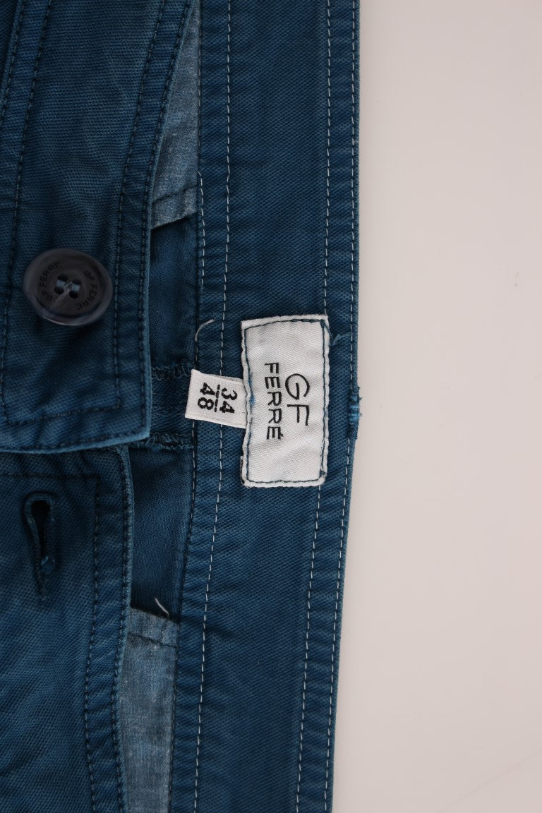 Chino coupe droite en coton bleu GF Ferre