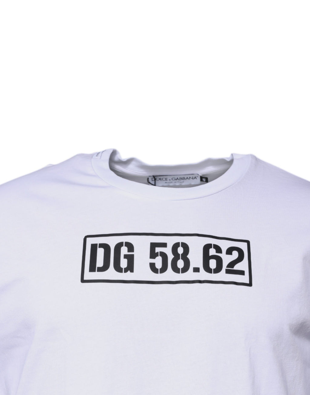 T-shirt col rond en coton blanc avec logo DG Dolce & Gabbana