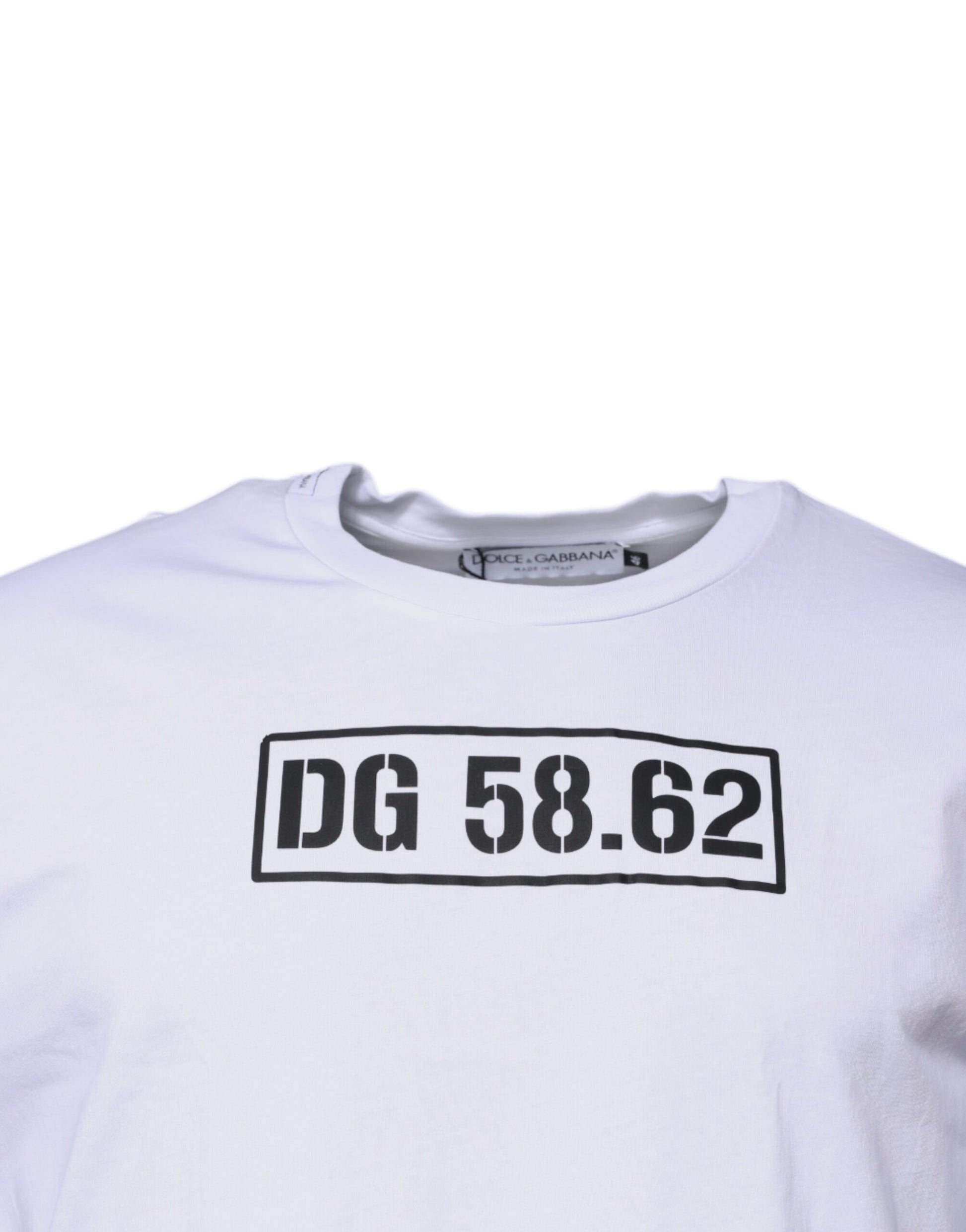 T-shirt col rond en coton blanc avec logo DG Dolce & Gabbana