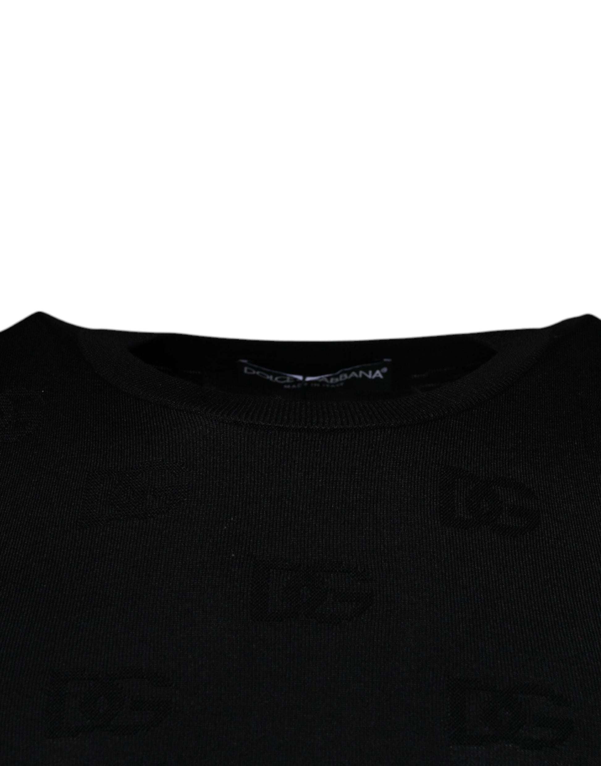 T-shirt sans manches Dolce & Gabbana en soie noire à col rond