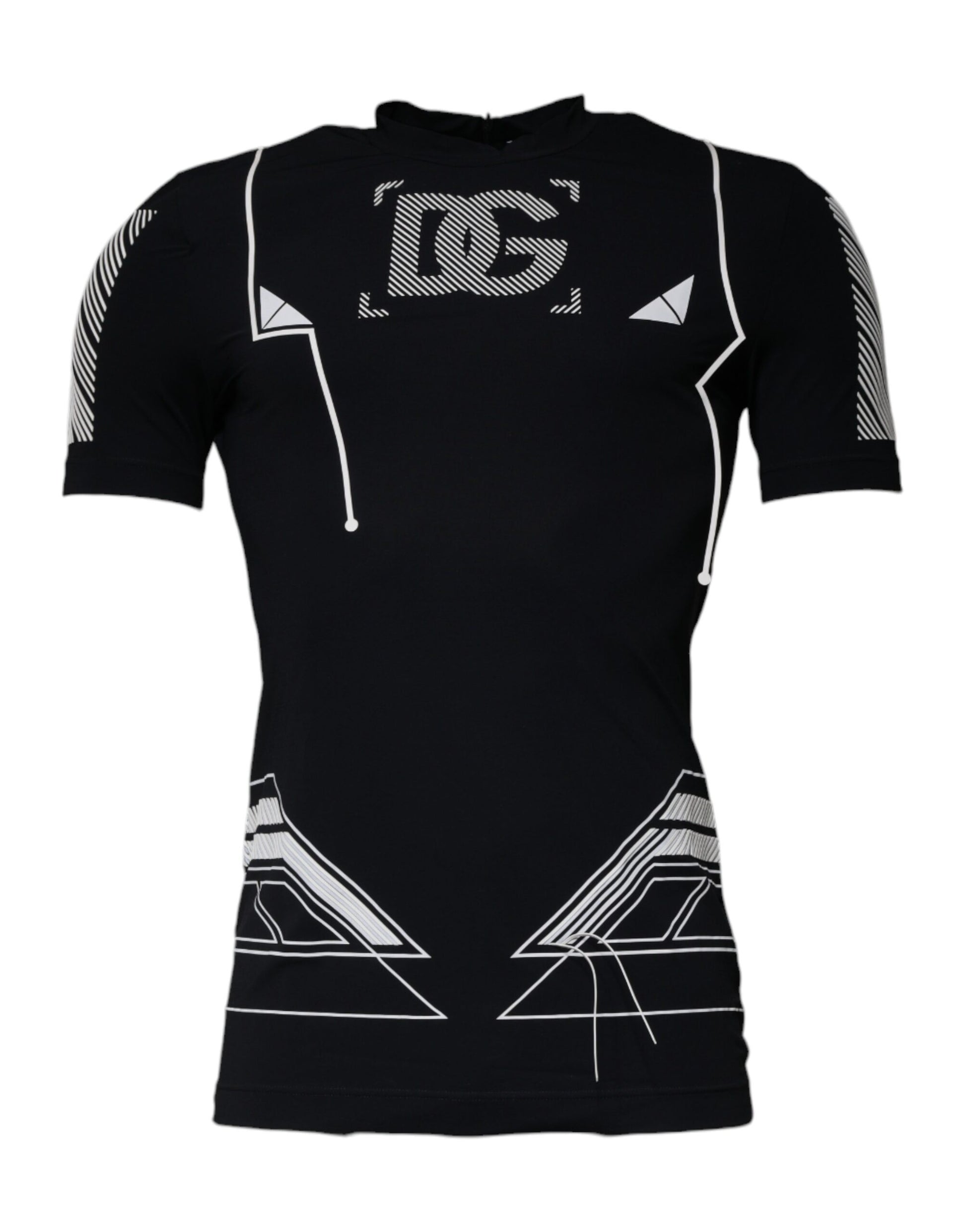 T-shirt Dolce & Gabbana noir en nylon à col rond et imprimé graphique