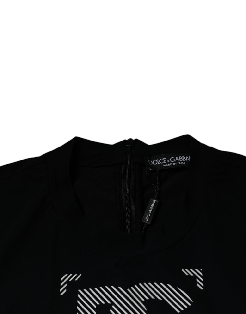 T-shirt Dolce & Gabbana noir en nylon à col rond et imprimé graphique