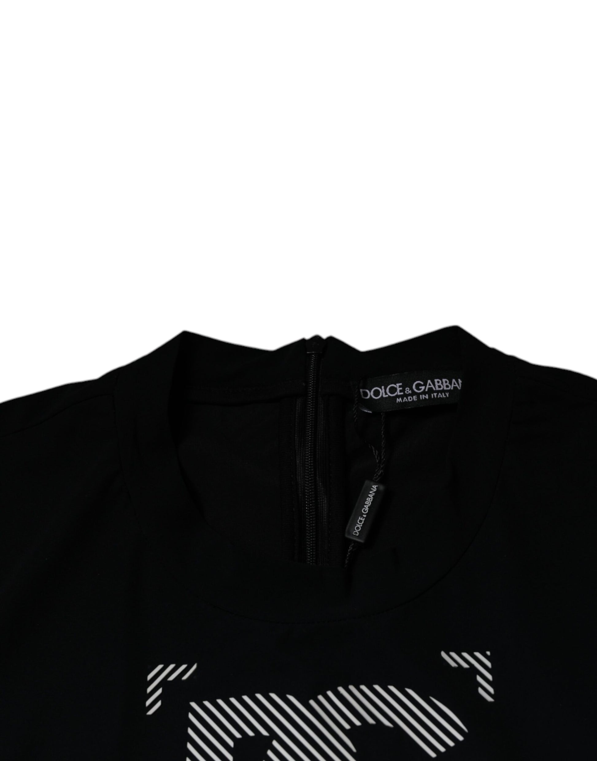 T-shirt Dolce & Gabbana noir en nylon à col rond et imprimé graphique