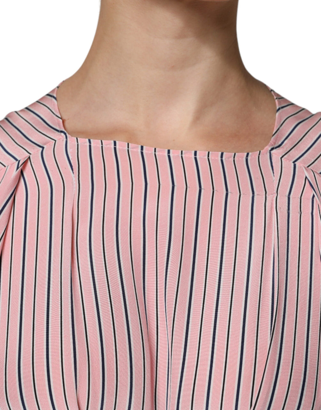 Ermanno Scervino – Rosa gestreiftes Midikleid aus Seide mit langen Ärmeln