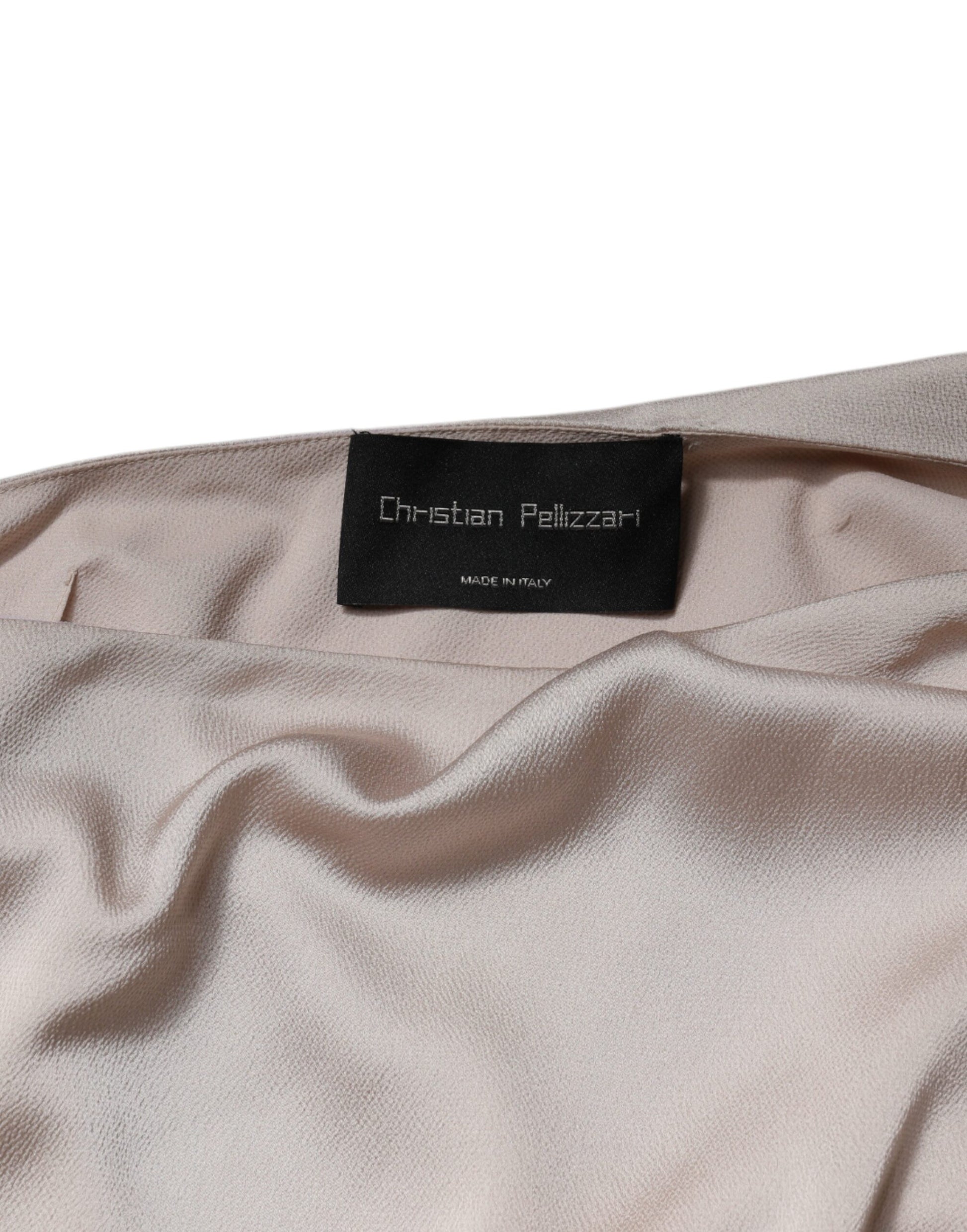 Robe drapée asymétrique beige à épaule unique Christian Pellizzari